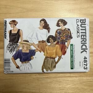 Vintage 1990 Butterick Sewing Pattern Pullover Top Blouse Shirt XS SM Med Uncut
